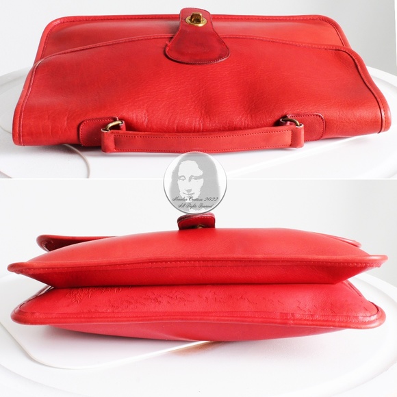 Vintage Coach Bag Handle Clutch Portfolio Red Leather Rare Pre Creed 1970s NYC - Picture 12 of 17